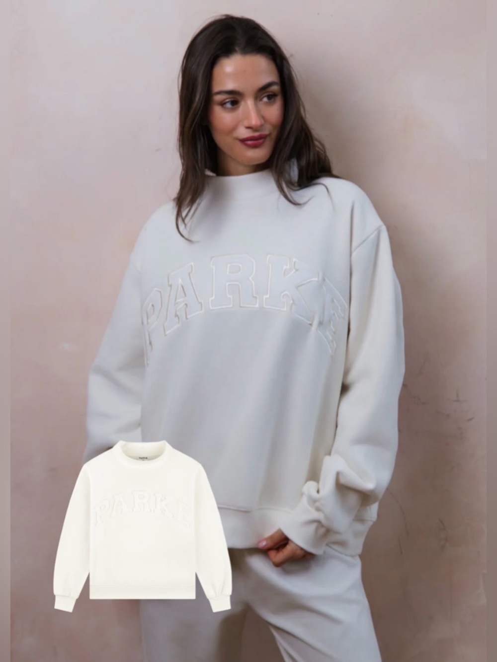 Parke L/XL Pearl Bridal Varisty Mockneck Sweatshirt. 🥥⚡️